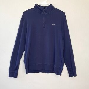 Vineyard Vines Navy Blue 1/4 Zip Pullover Sweater Whale Logo Preppy Casual Cozy